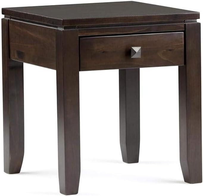 Simpli Home Cosmopolitan 18"W Solid Wood Contemporary Square End Table with Drawer