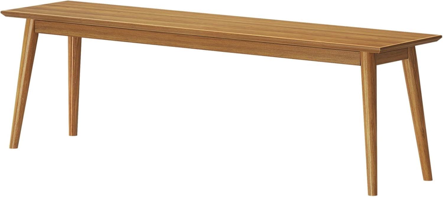 Plank+Beam 59" Mid Century Modern Dining Bench, Wooden Bench for Dining Room, Modern Entryway Bench, Dining Room Bench