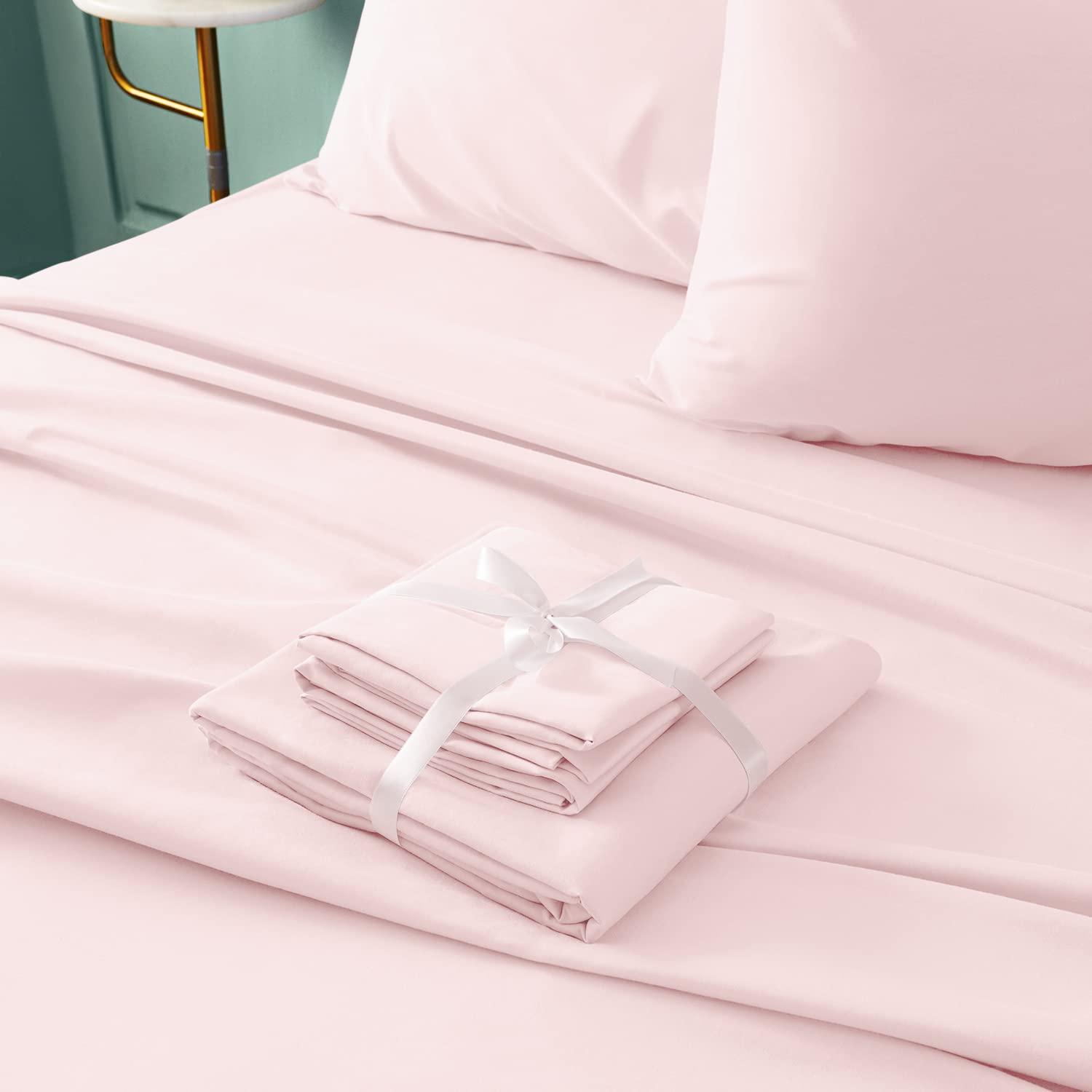 Swift Home | 4-Piece Solid Microfiber Sheet Set Blush Queen