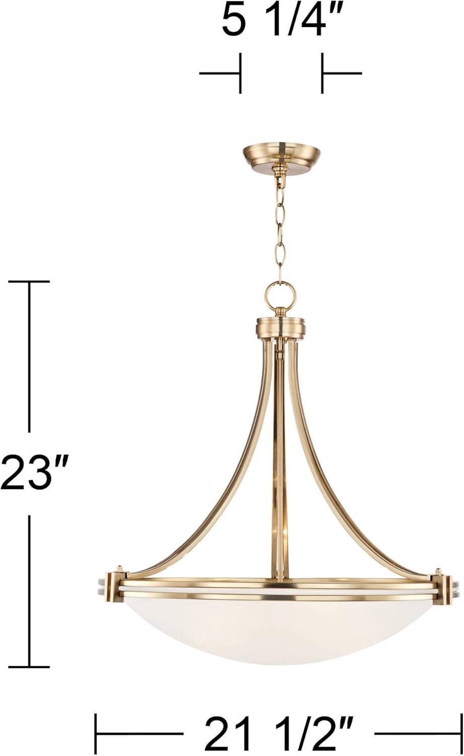 Deco Inspired Warm Brass Bowl Pendant Chandelier 23.5" Wide