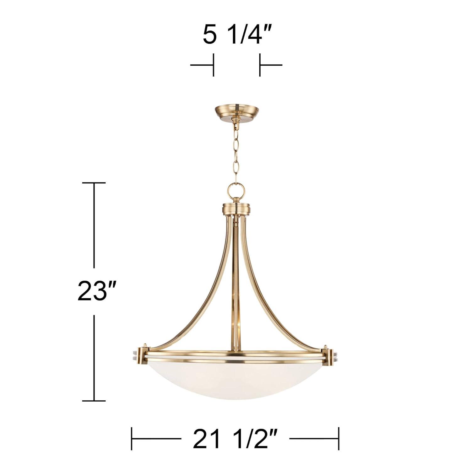 Possini Euro Design Deco Warm Brass Pendant Chandelier 21 1/2" Wide Modern White Marbled Bowl Glass 3-Light Fixture for Dining Room Kitchen Island
