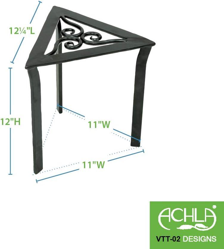 Graphite Wrought Iron Triangular Plant Stand Set, 12"H