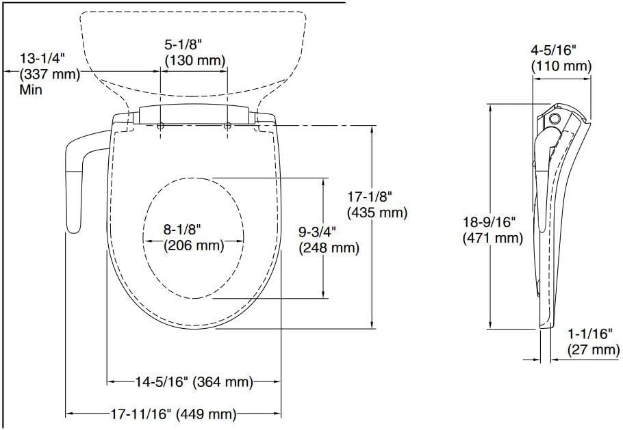 PureWash M250 Round Bidet Toliet Seat, Manual Non-Electric Bidets for Existing Toilets