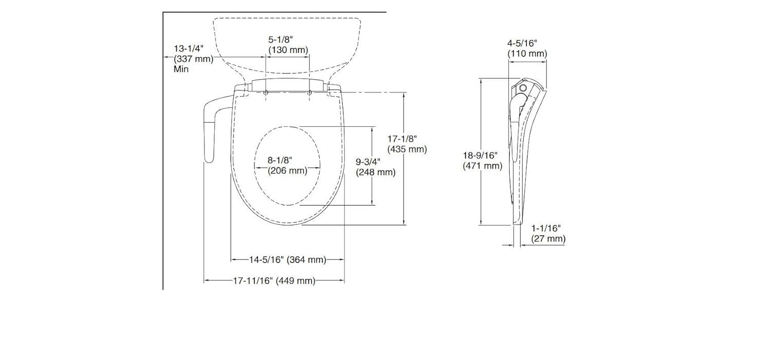 PureWash M250 Round Bidet Toliet Seat, Manual Non-Electric Bidets for Existing Toilets