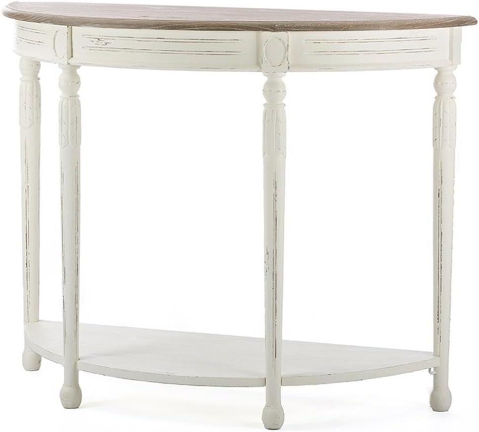 Baxton Studio Vologne Console Table in Antique White and Natural