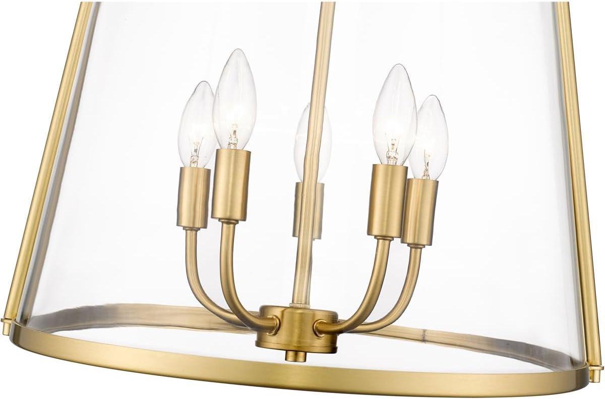 Modern Gold and Clear Glass 5-Light Pendant