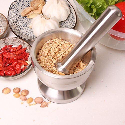 Bekith Brushed Stainless Steel Mortar and Pestle / Spice Grinder / Molcajete