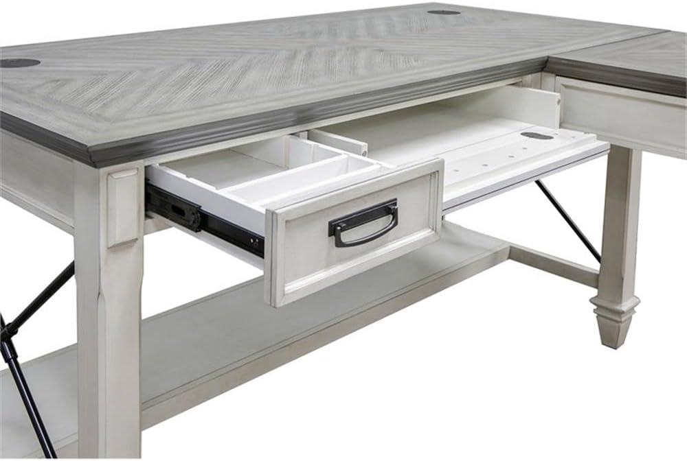 Hartford Open L Shaped Desk Brown - Martin Furniture: Vintage Style, Wire Mesh, Home Office