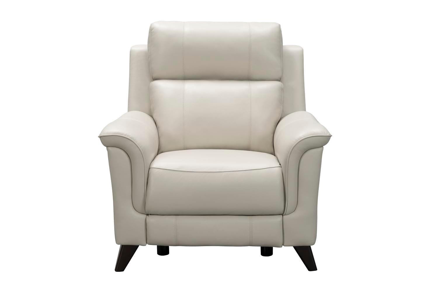 Laurel Cream Leather Wood Contemporary Recliner Chair
