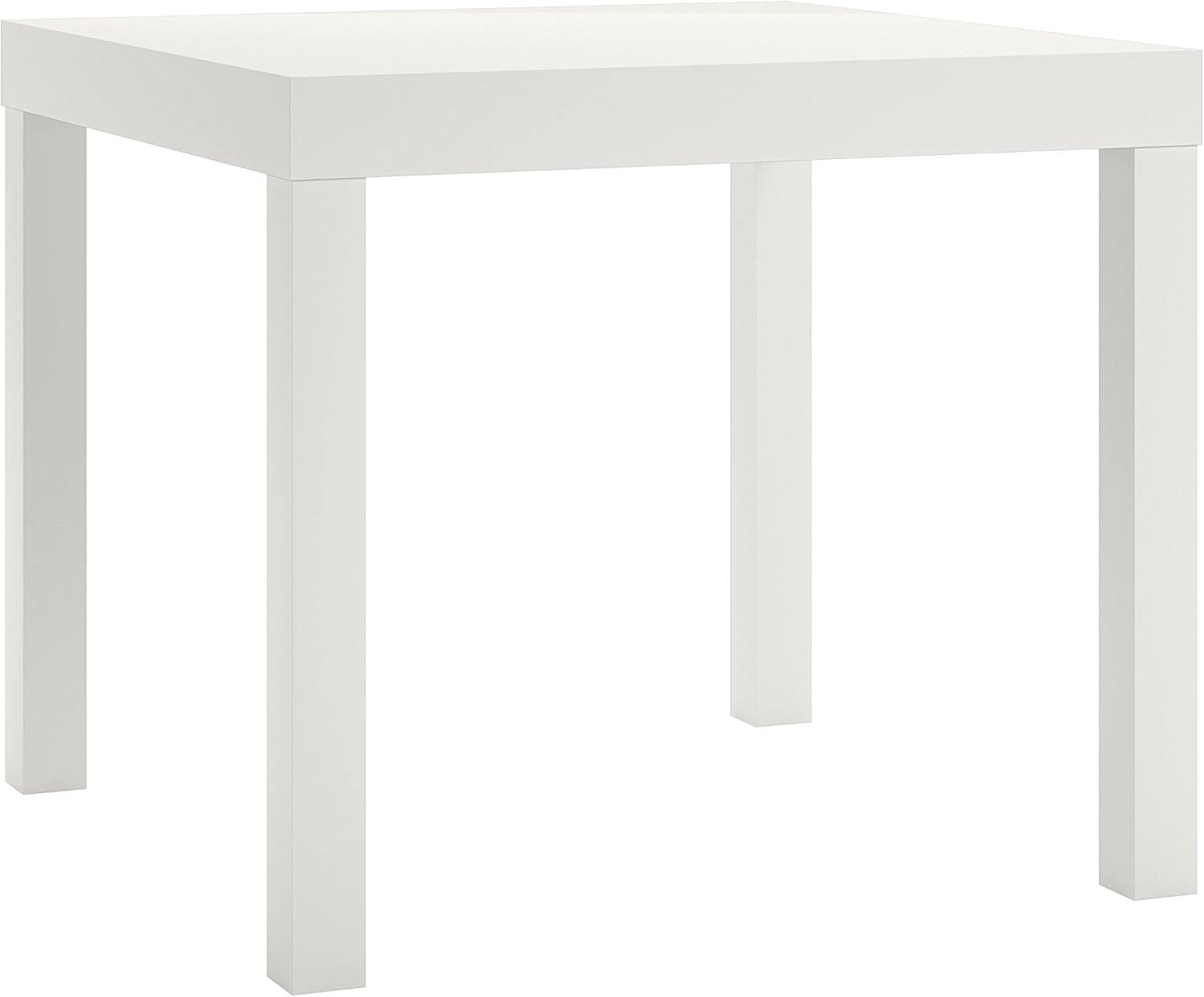 White PVC Laminated Parsons End Table, 20"