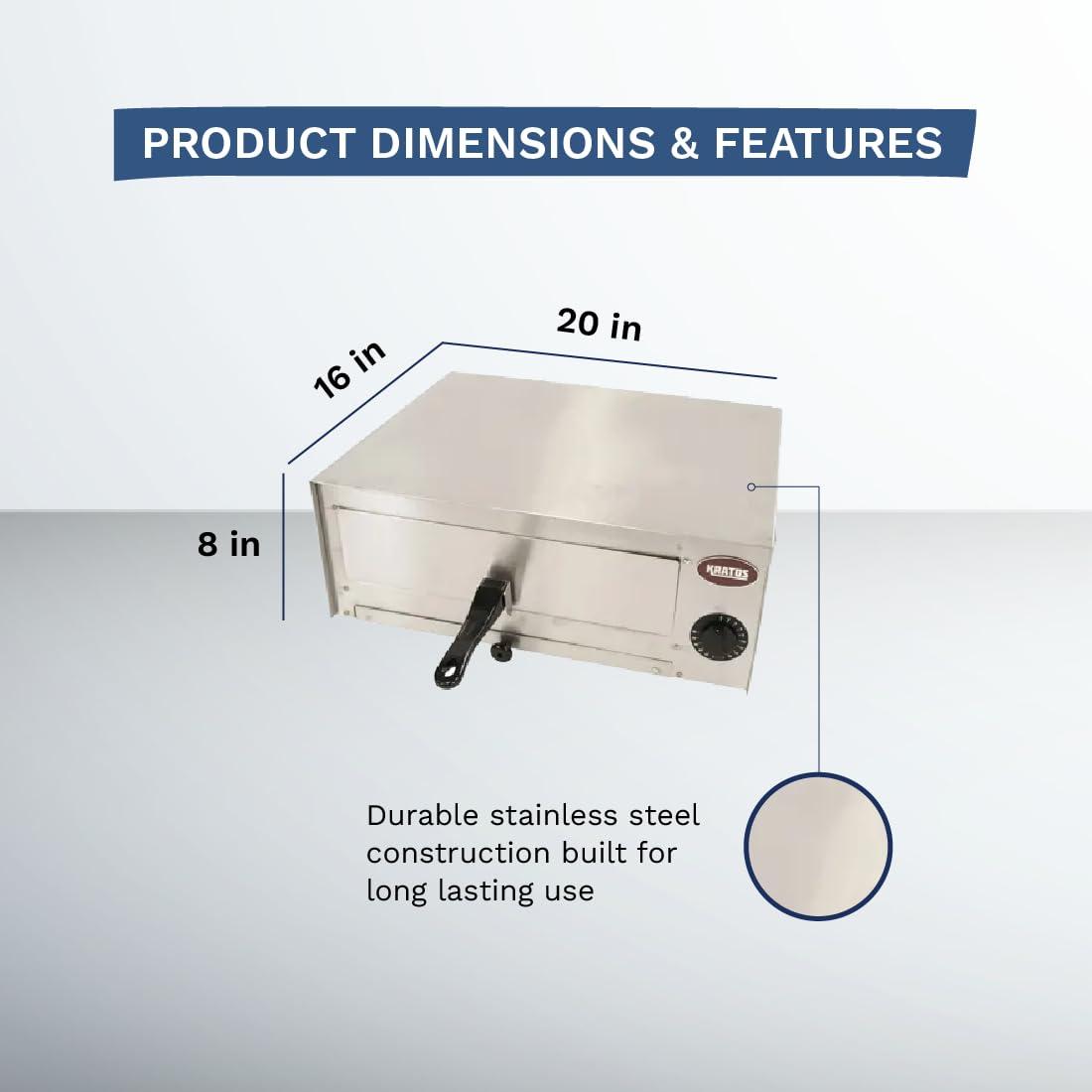 Kratos 29M-004 Countertop Electric Pizza Oven, 120V, 1450 Watts, Stainless Steel Pizza Oven Cooks Pizzas up to 12" in Diameter