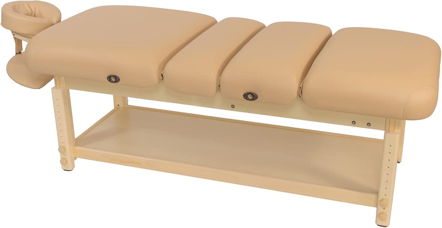 Spa Luxe Deluxe Adjustable Stationary Massage Table with Headrest and Arm Shelf