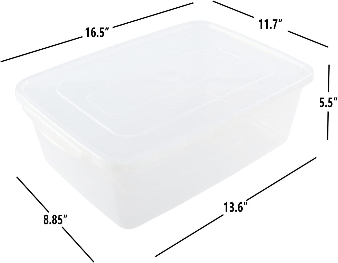 Zopnny 2-Pack Plastic Containers Box with Latching Lid, Stackable Nestable Storage Bins, Clear Pizza Dough Proofing Box, 16 Quart