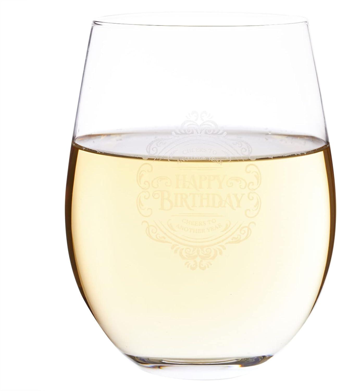 Aged to Perfection Clear Stemless Wine Glass Set, 18 oz