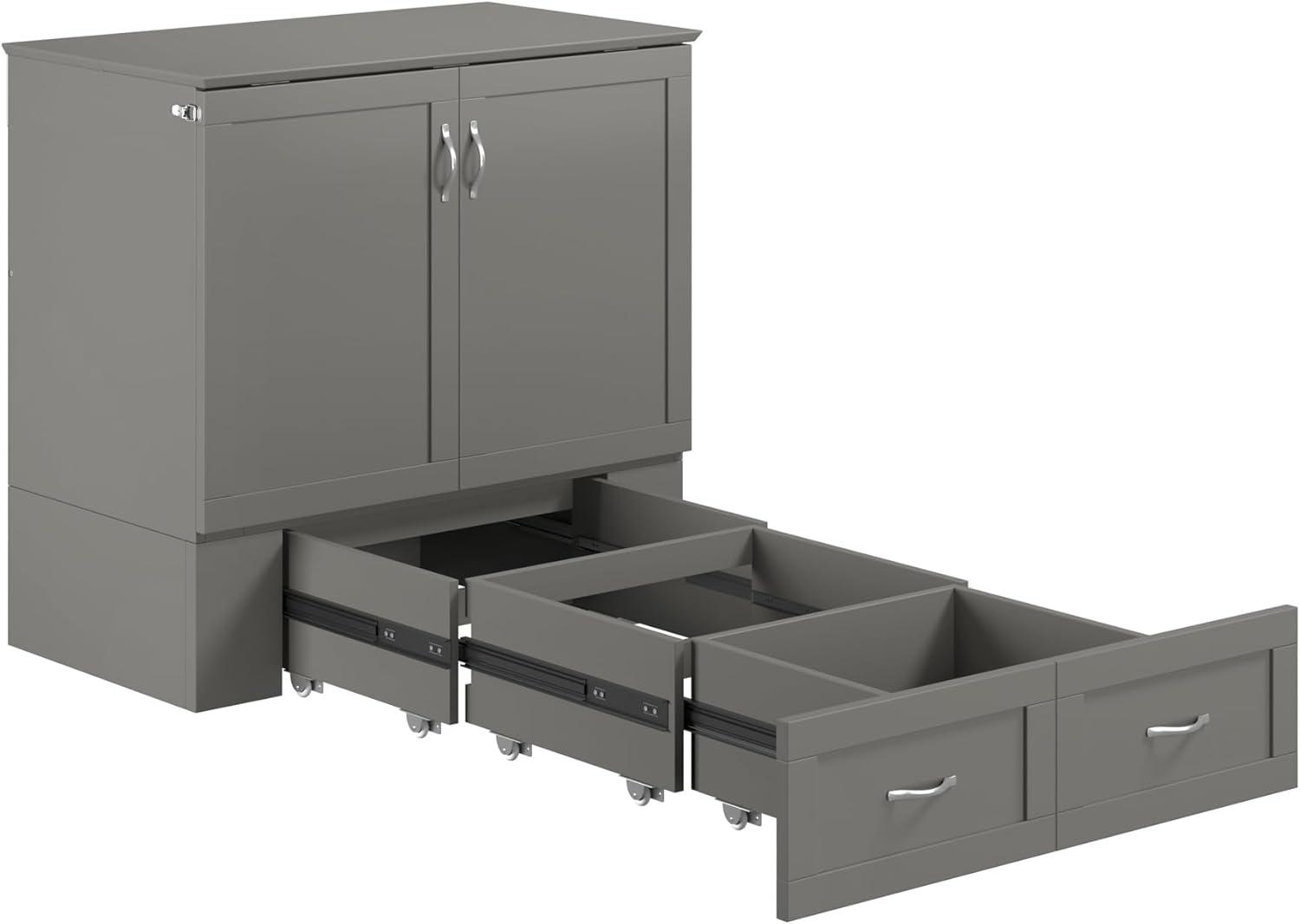 AFI Hamilton Twin XL Solid Wood Murphy Bed Chest with Built-In Charger in Gray