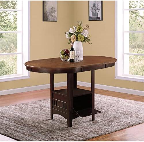 Bowery Hill Extendable Wood Counter Height Dining Table in Chocolate