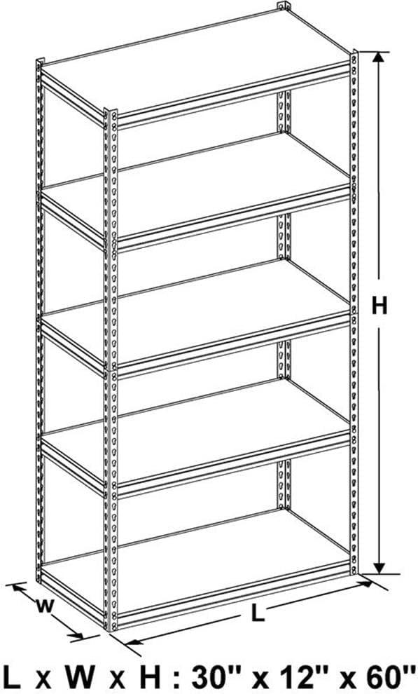 King's Rack 5-Tier Metal Boltless Storage Shelving in Black/Wooden