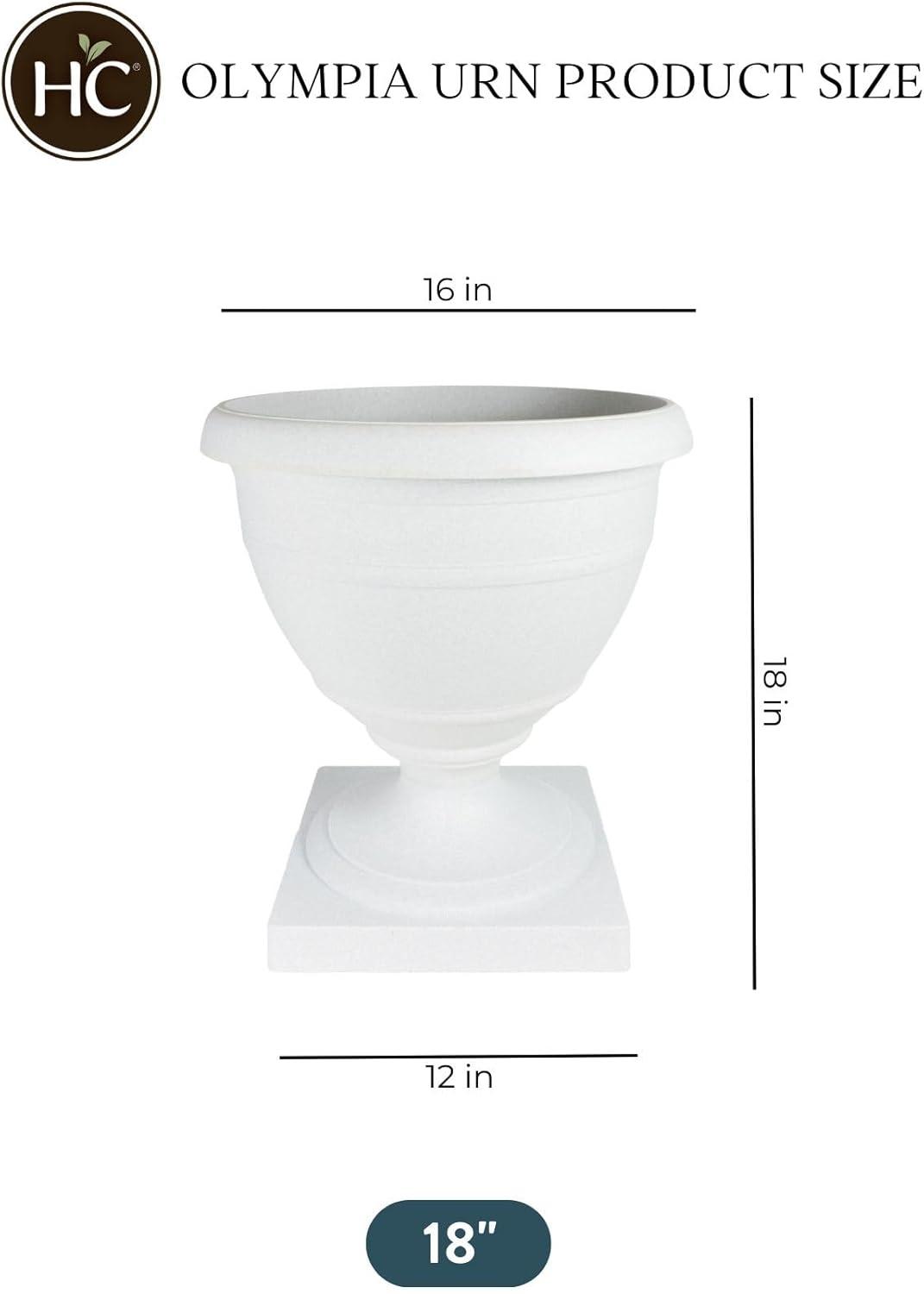 HC  16 in. Round Urn Olympia Urn, White