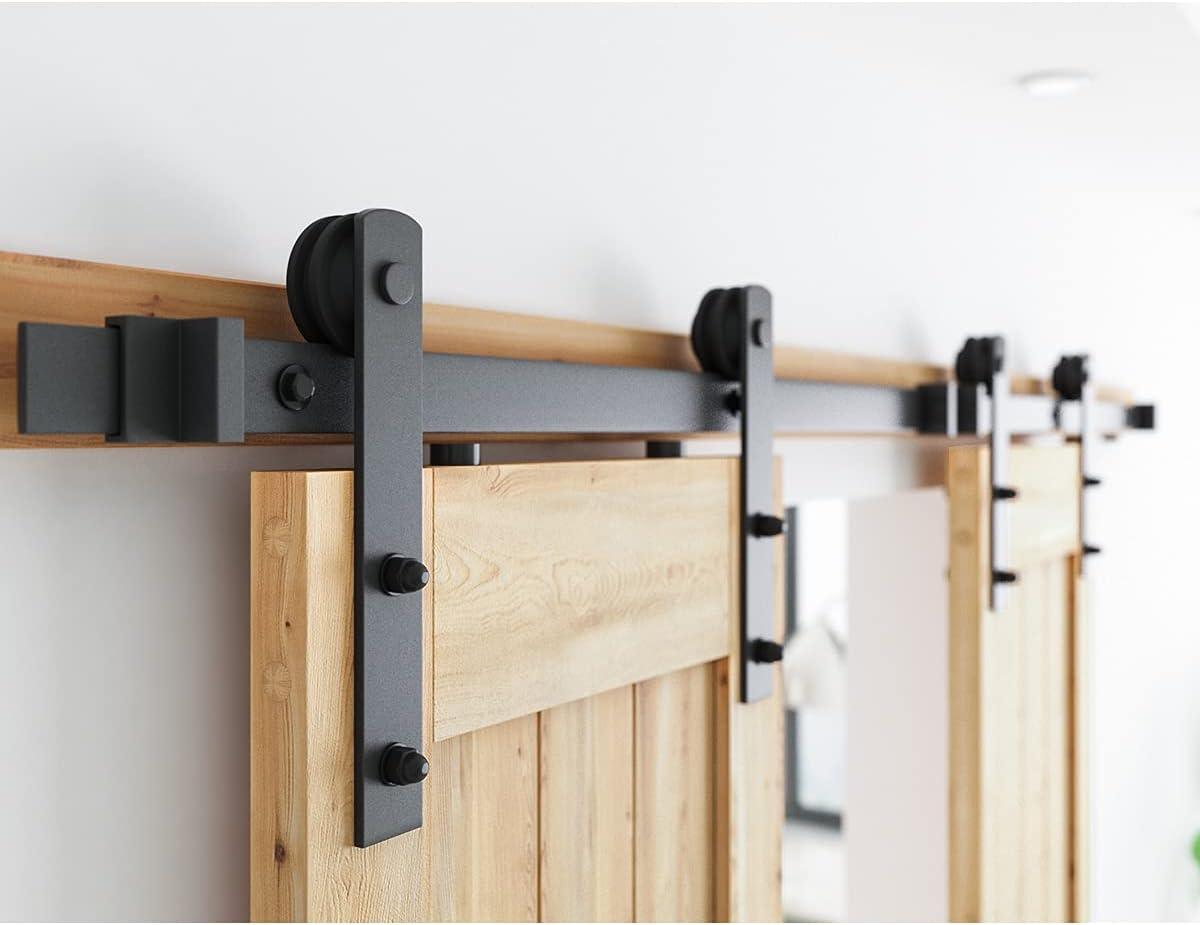 SMARTSTANDARD 6.6FT Heavy Duty Double Door Sliding Barn Door Hardware Kit,Smoothly and Quietly-Easy to Install-includes Step-by-Step Installation Instruction Fit 20" Wide Door Panel