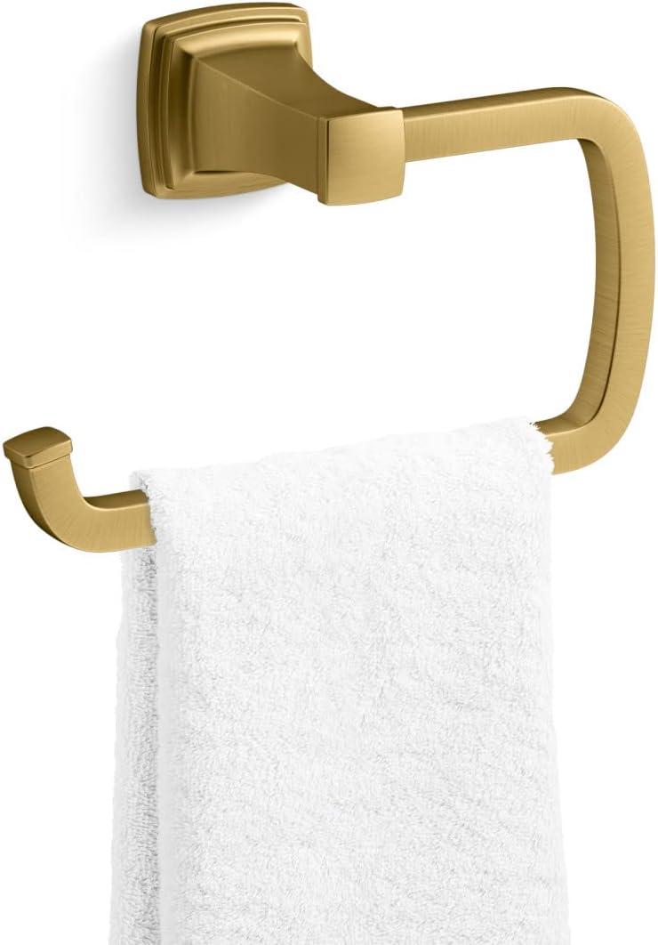 Vibrant Brushed Moderne Brass Rectangular Towel Ring