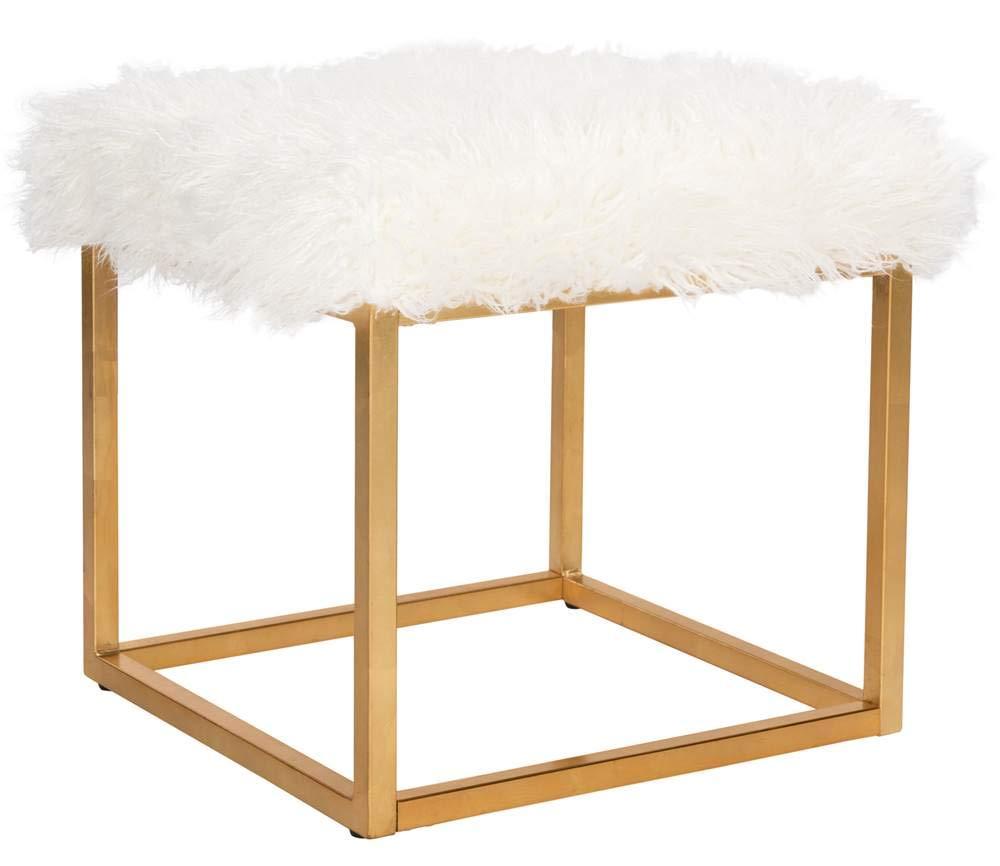Rowan Square Ottoman - FOX6288 - White - Safavieh Couture