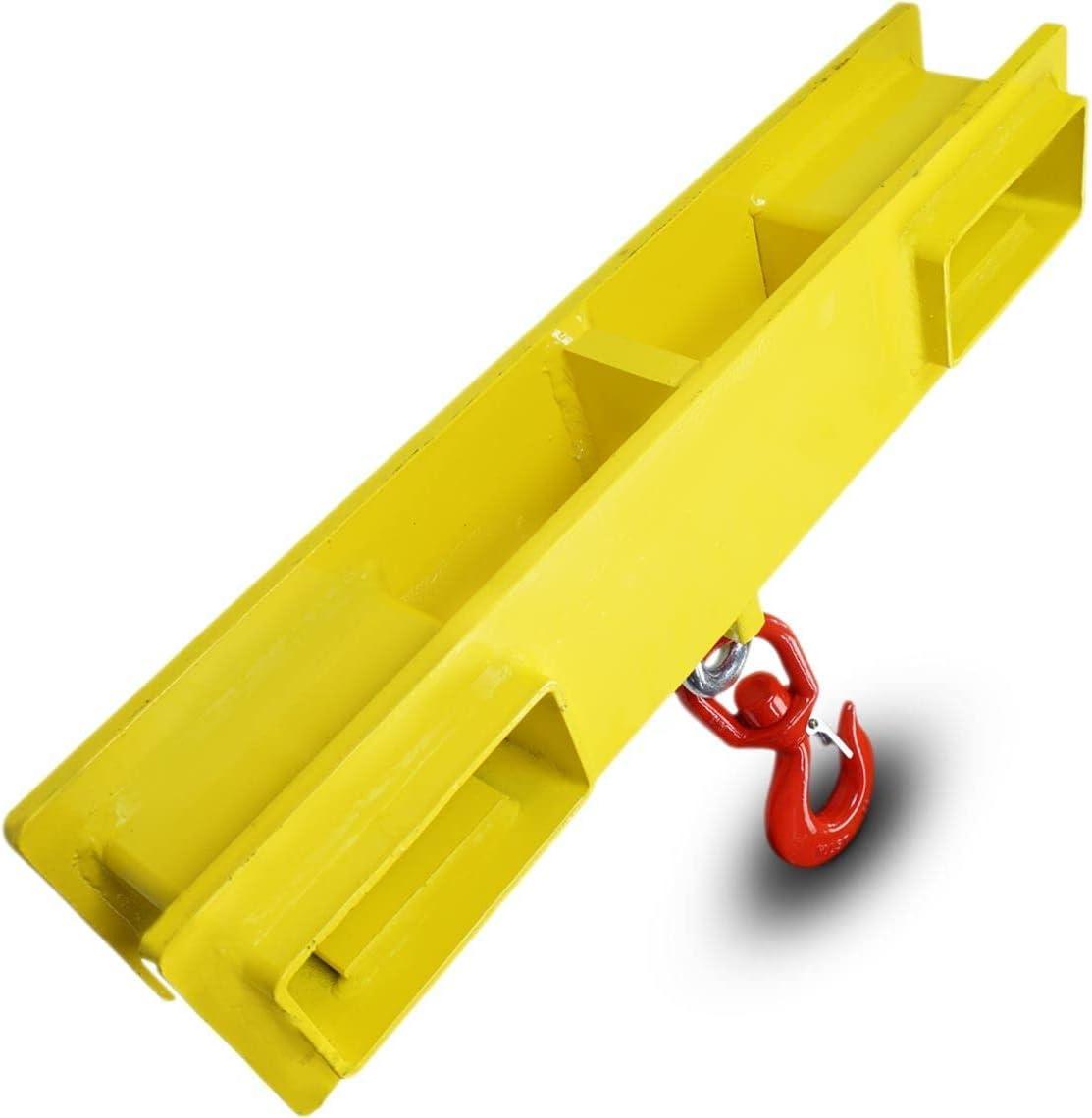 Titan Attachments Forklift Lifting Hoist Hook, 4000 LB Capacity, Yellow Fork Mounted Crane with Single HD Red Swivel Hook and Large T-Screws, Lift Heavy Loads with Ease, Warehouse Factory Attachment