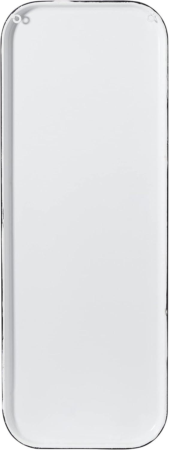 42" x 16" Vintage Country Iron Farmhouse Metal Sign Wall Decor Black - Olivia & May: Glazed White Rectangular Panel