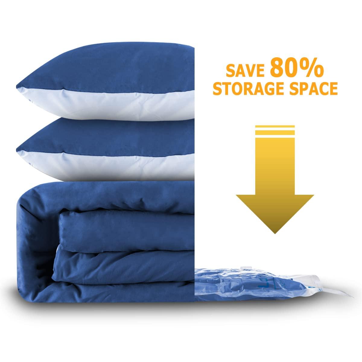 Vacuum Storage Bags 8 Combo (3 Jumbo/3Large/2 Medium), Space Saver Sealer Bags,Plastic Packaging Bags, Airtight Compression Bags for Clothes, Pillows, Comforters, Blankets, Bedding