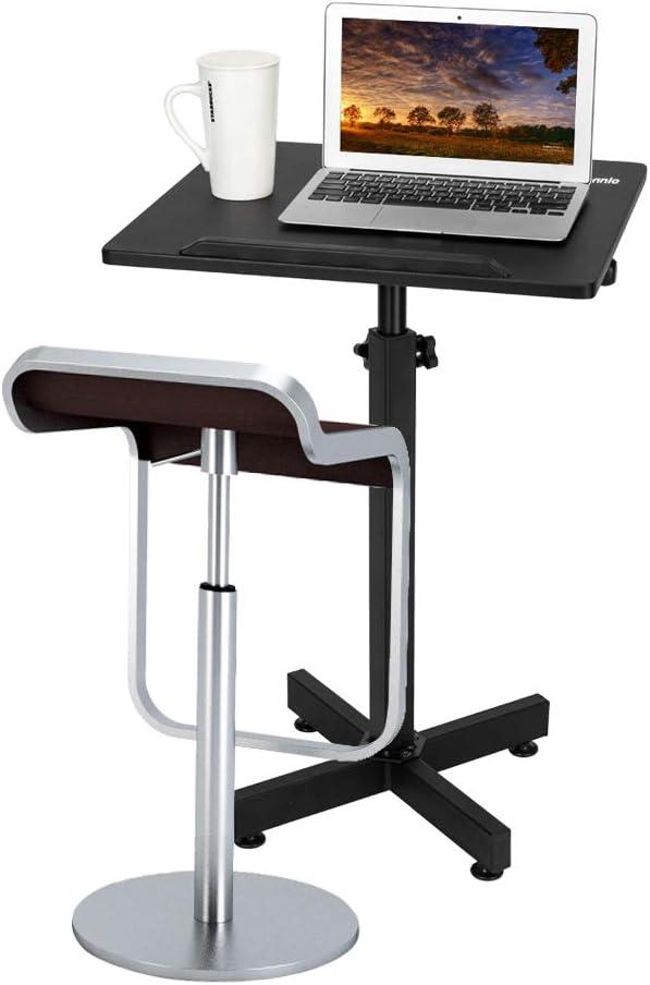 Black Adjustable Height Mobile Lectern Stand with Edge Stopper