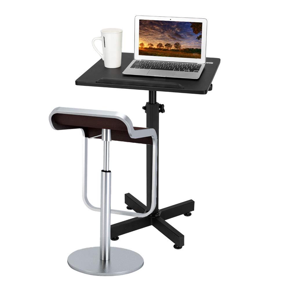 Bonnlo Classic Lectern Podium Stand, Height Adjustable Mobile Podium, Multi-Purpose Tabletop for Speech, Lecture, Church, Reading or Laptop Desk with Edge Stopper, Black