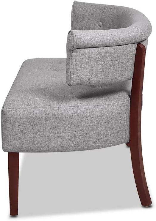 Light Gray Polyester Tufted Roll Arm Settee Bench