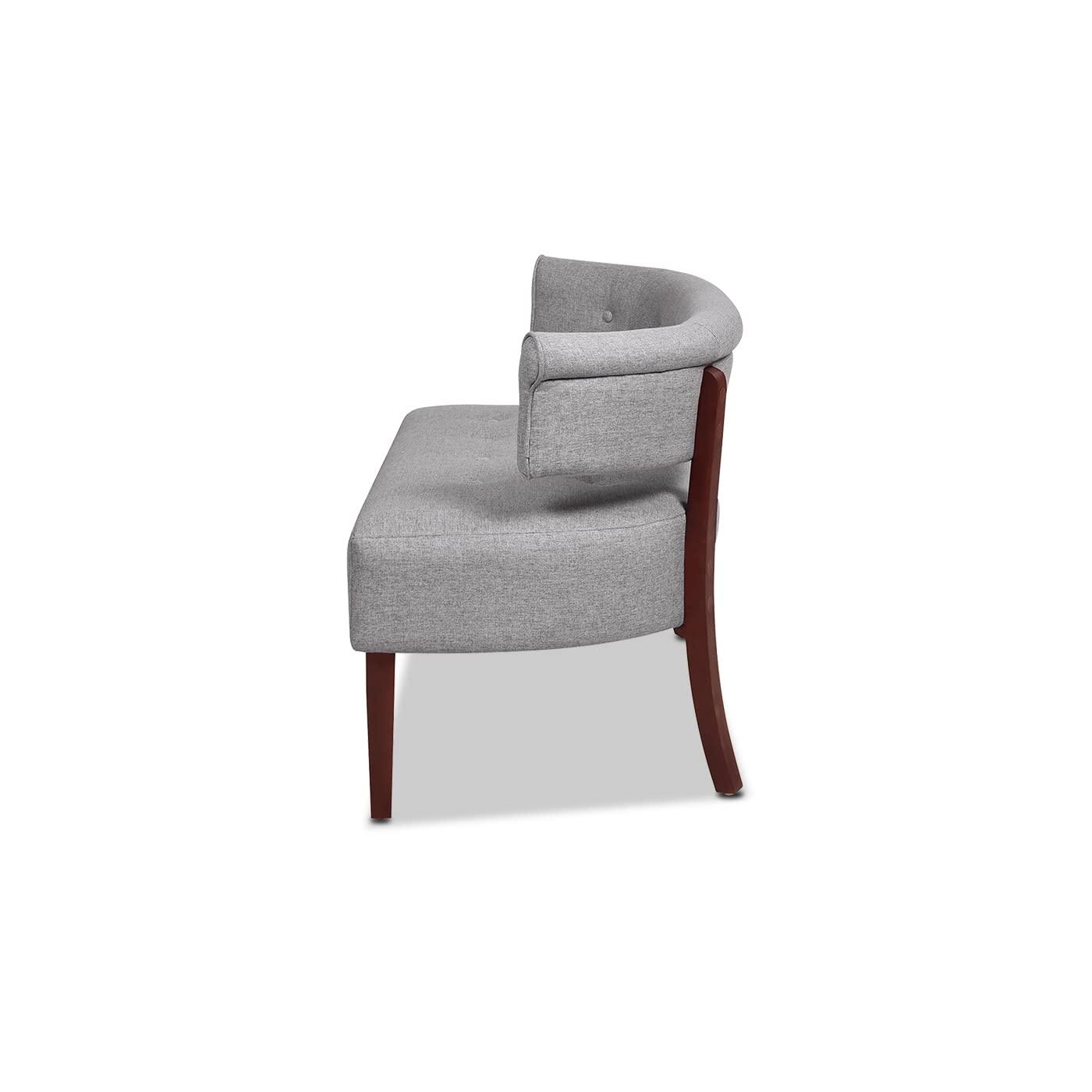Light Gray Polyester Tufted Roll Arm Settee Bench