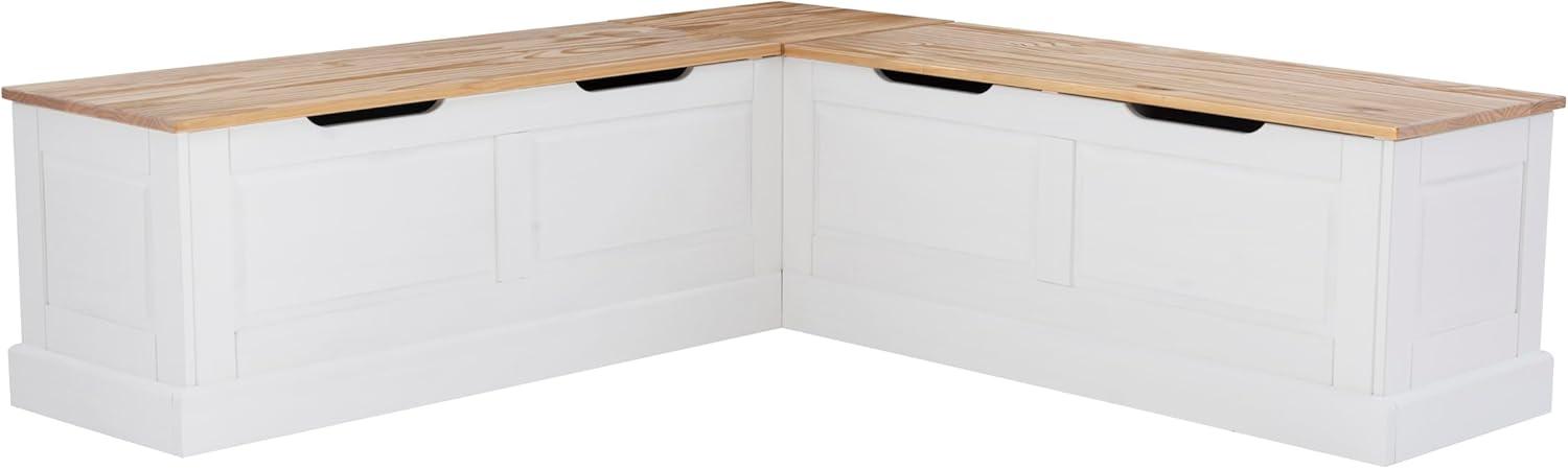 Linon Harris Natural and White Two Tone Backless Corner Breakfast Nook - Nook Only, Table is NOT Included
