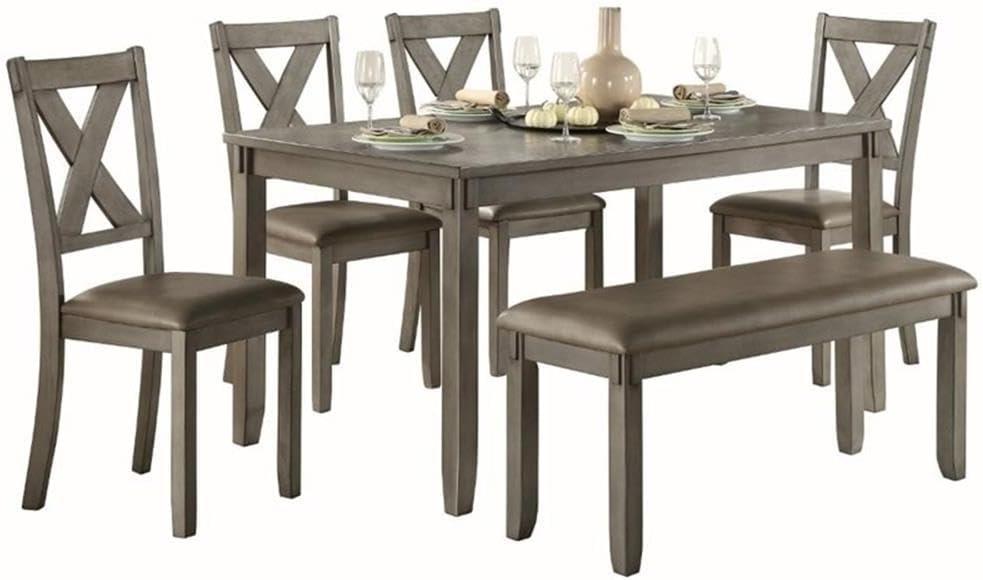 Pemberly Row 6 Piece Wood Dining Set in Gray