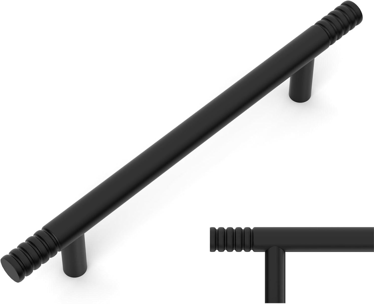 Matte Black Zinc Modern Cabinet Bar Pulls with Mounting Hardware