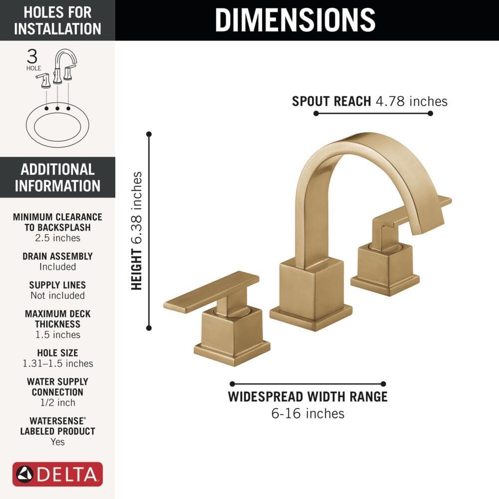 Vero Widespread Bathroom Faucet 3 Hole, 2-handle Bathroom Sink Faucet with Drain Assembly