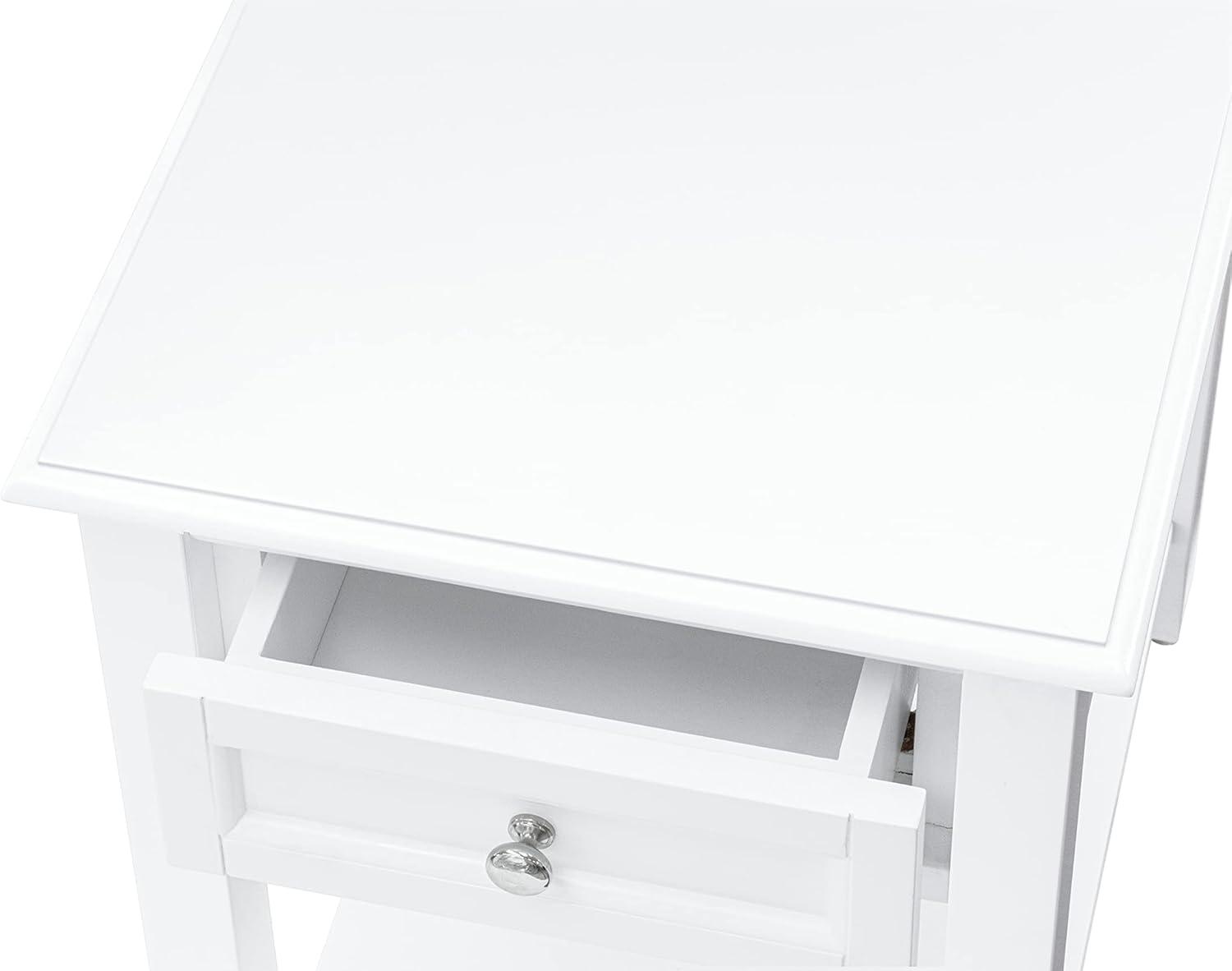 Denison Modern Wood Night Stand with 1 Mid Century Modern Drawers - White