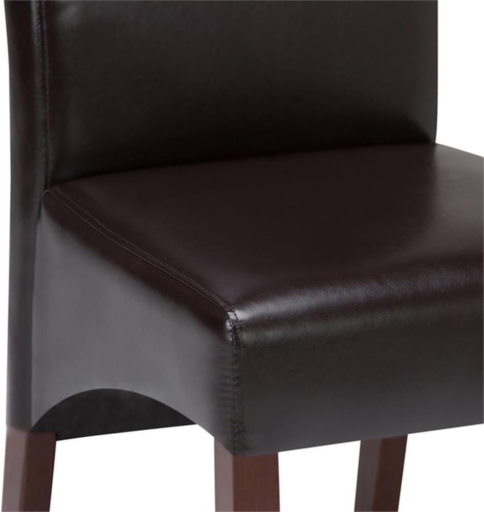 Simpli Home Avalon Transitional Deluxe Parson Dining Chair (Set of 2) in Tanners Brown Faux Leather