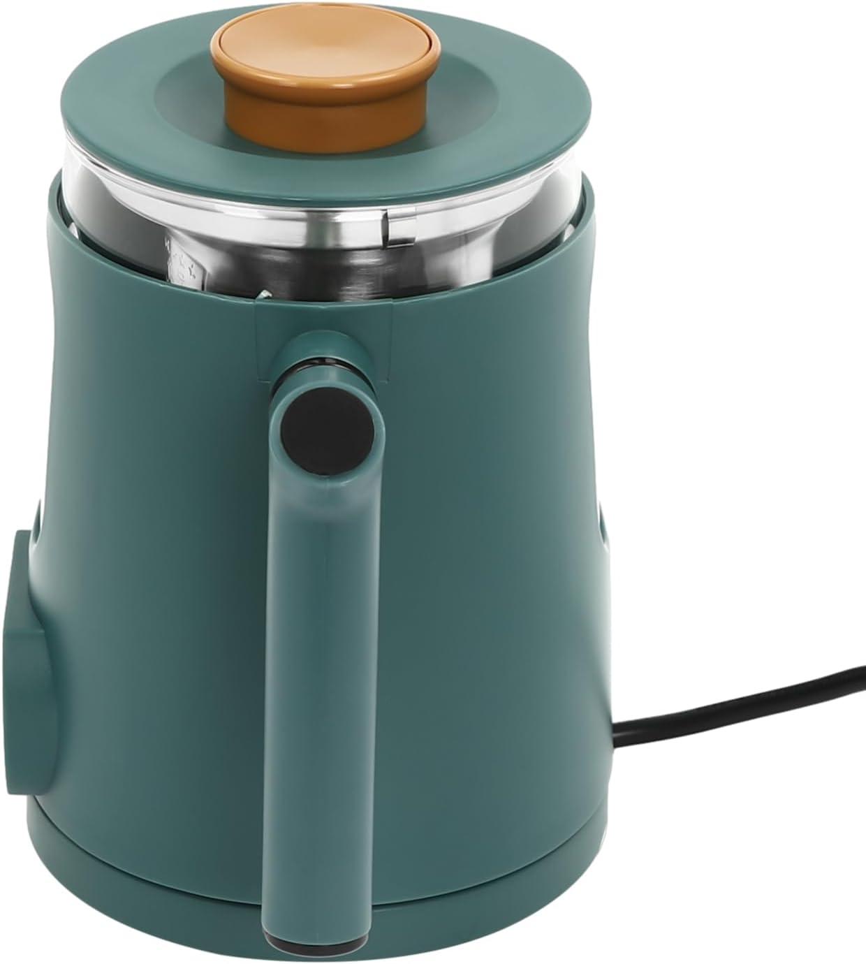 Green Stainless Steel and Glass Electric Tea Kettle with Temperature Control