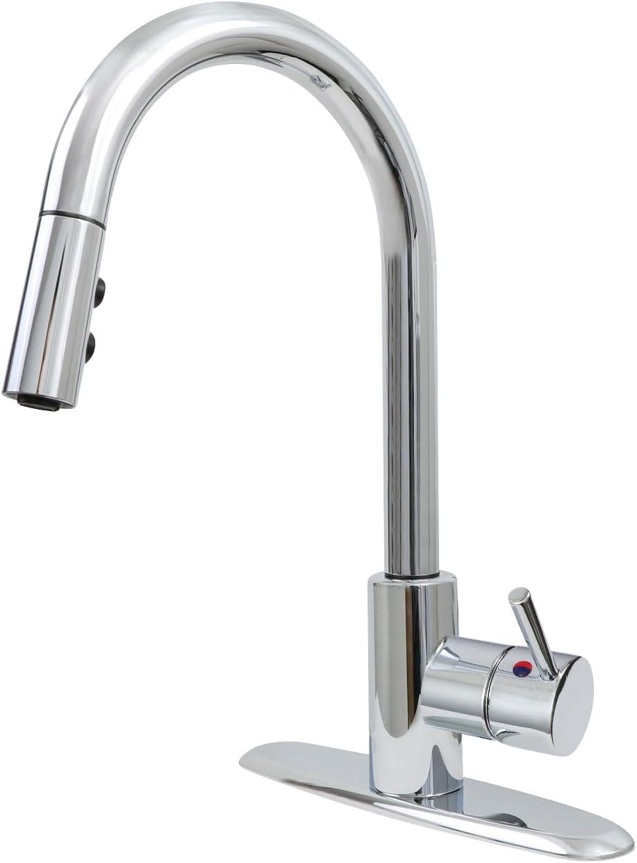 Chrome High-Arc Kitchen Faucet with Pull-Out Spray