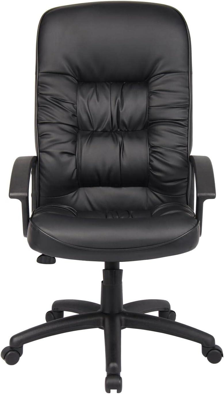 High Back LeatherPlus Chair Black - Boss Office Products: Ergonomic, Adjustable, Swivel, Casters/Wheels