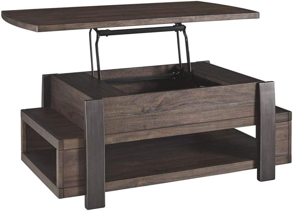 Vailbry Lift Top Cocktail Table Brown - Signature Design by Ashley: UPC 024052498875, Open Shelf, Faux Metal Legs