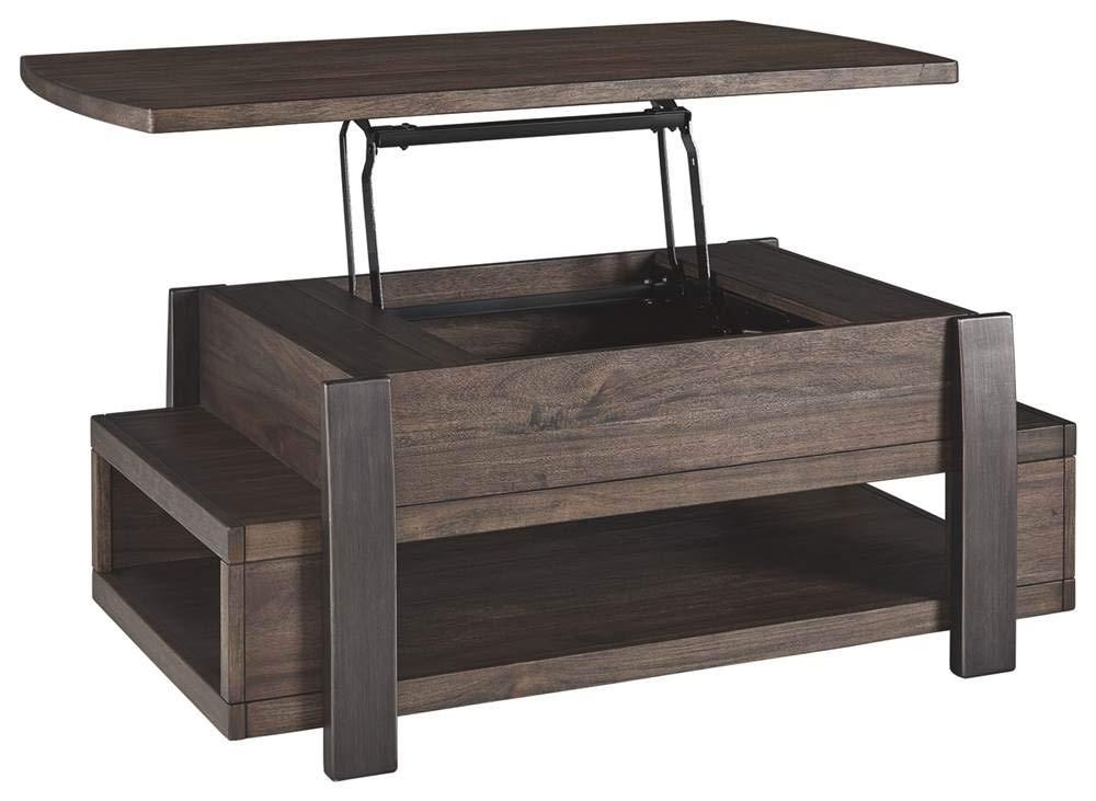 Vailbry Lift Top Cocktail Table Brown - Signature Design by Ashley: UPC 024052498875, Open Shelf, Faux Metal Legs