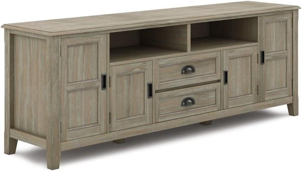 Simpli Home Burlington 72"W Solid Wood TV Stand for TVs up to 80" with 4 Cabinets