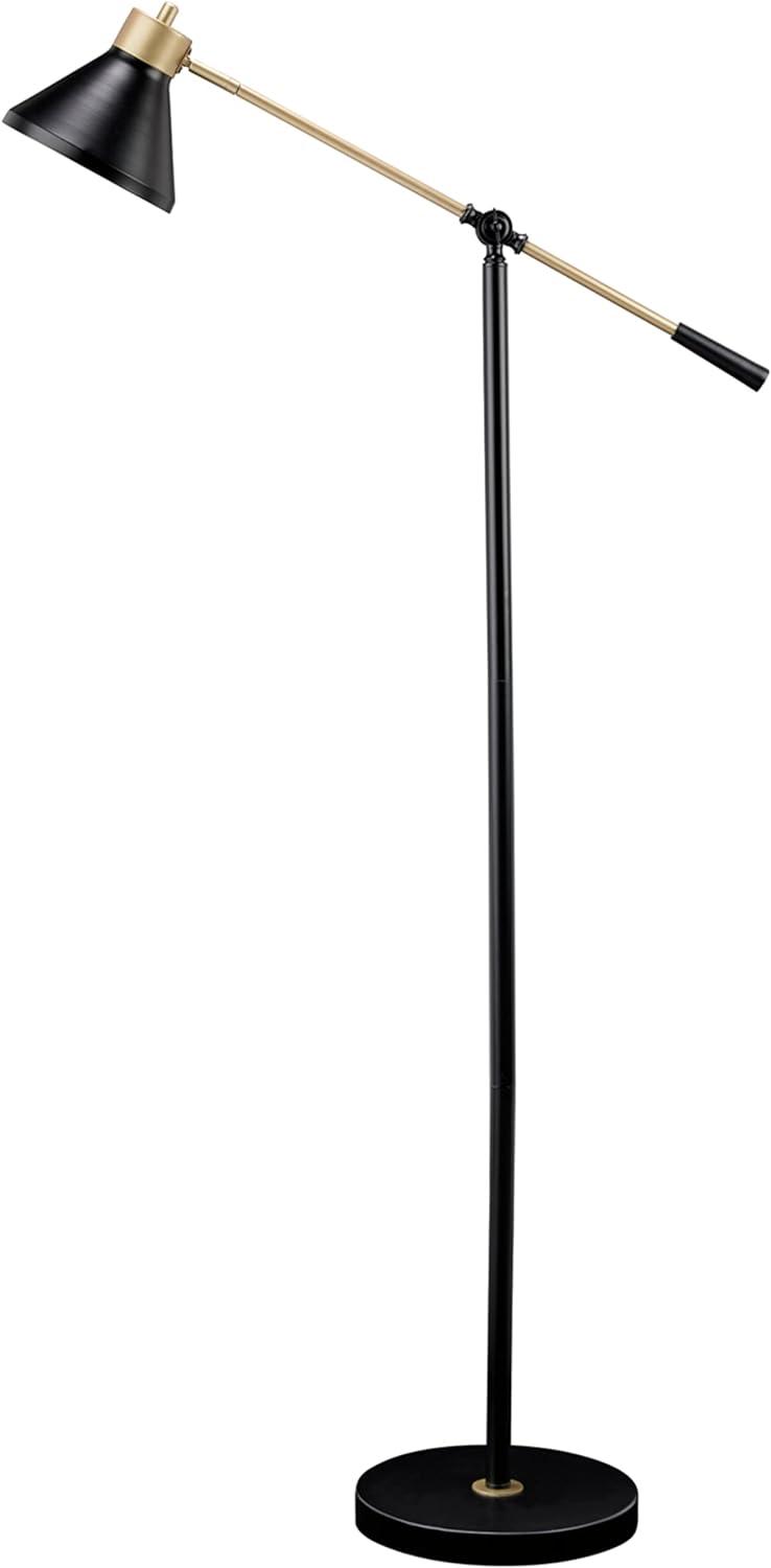 Garville 58'' Black and Gold Adjustable Contemporary Floor Lamp