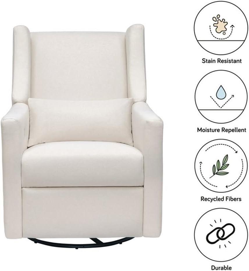 Babyletto Kiwi Almond Teddy Loop Nursery Power Glider Recliner Chair with Light Wood Base