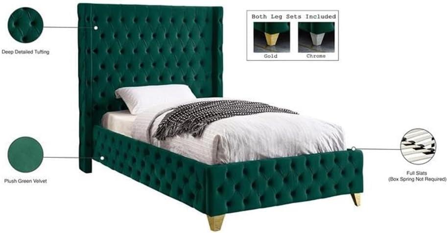 Meridian Furniture Savan Green Velvet King Bed