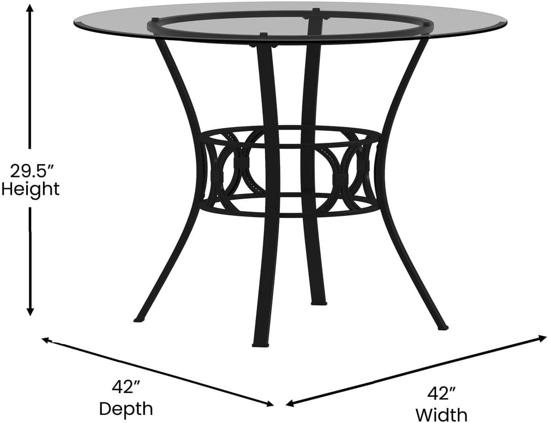 Flash Furniture Carlisle 42'' Round Glass Dining Table with Black Metal Frame