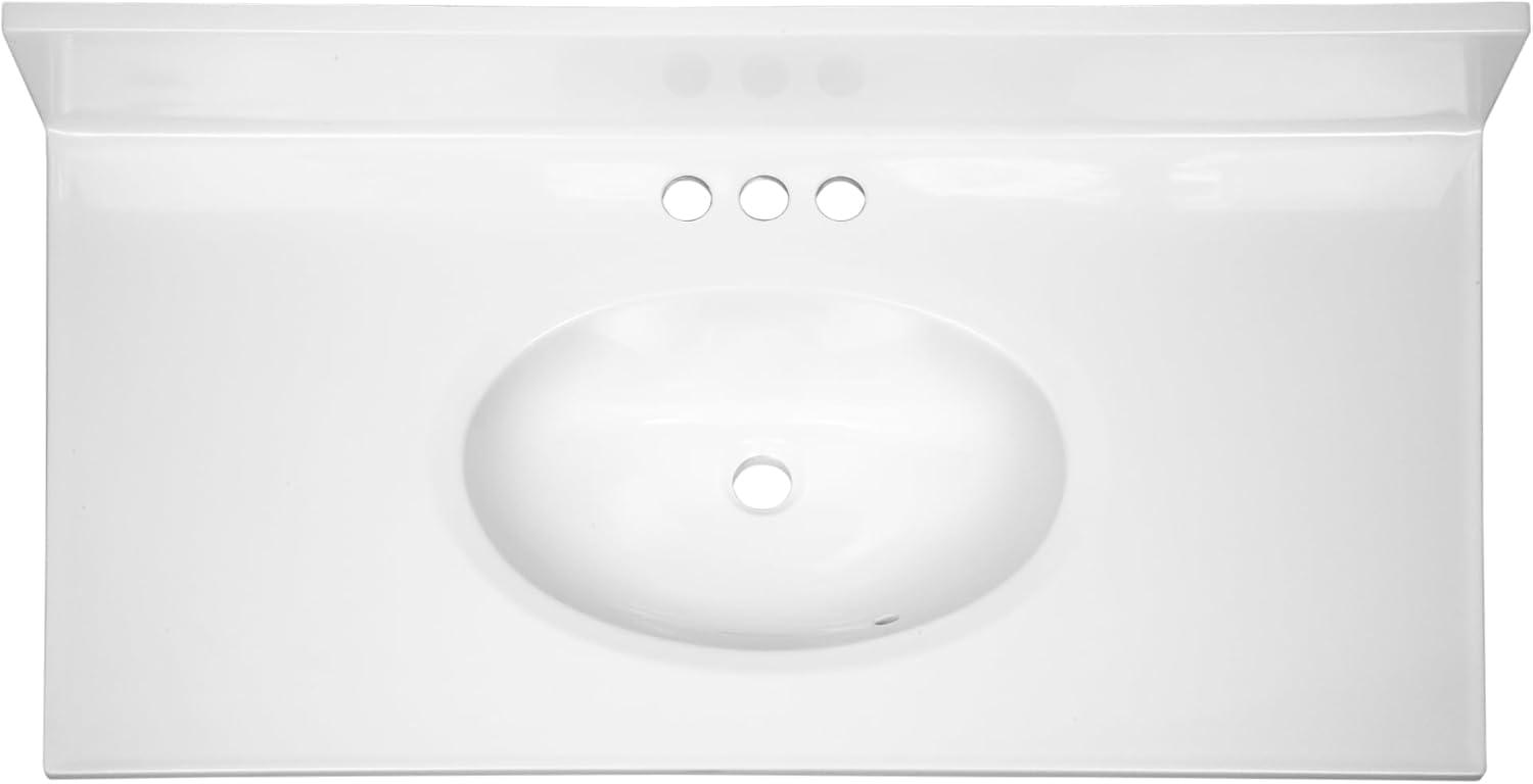 Design House 586206-37-inch Cultured Marble Vanity Top with Backsplash-Improved Package in White
