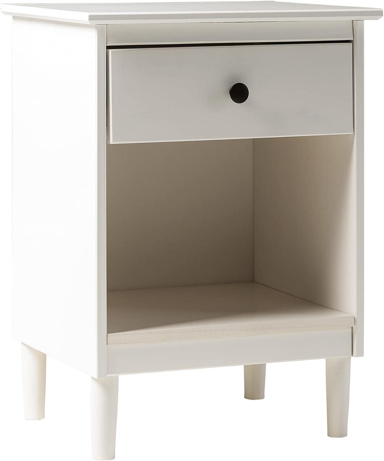 1 Drawer Solid Wood Nightstand in White